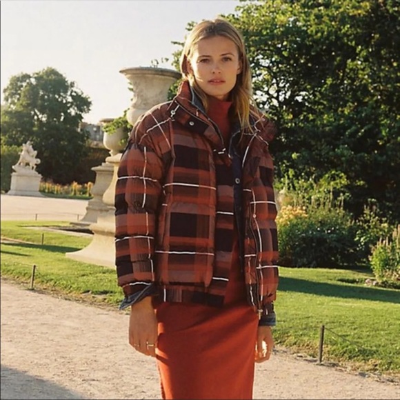 Anthropologie SPARKZ Plaid Waist Length Puffer Jacket - Picture 2 of 7